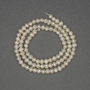 Freshwater White Oval Pearls on a Thread, diameter 4×3.5 mm, length 36 cm+