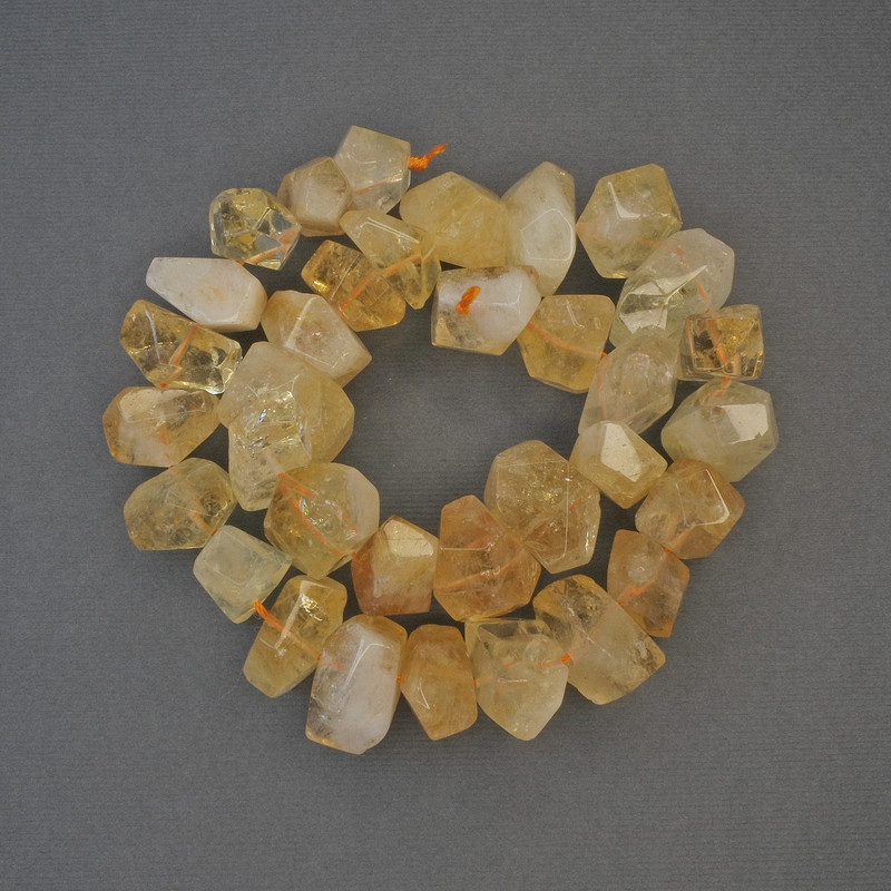 Citrine natural stone beads, multifaceted, diameter 14-18 x 11-14 mm, length 39 cm +/-