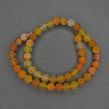 Orange Agate Beads, Smooth Round Balls, 8 mm Diameter, on Thread, 38 cm Length+