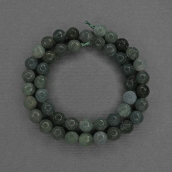 Faceted Green Jasper Beads, 8 mm diameter, on thread, length 37 cm ±
