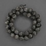 Larvikite Beads, Faceted Ball, 10mm Diameter ± on Thread, Length 38cm±
