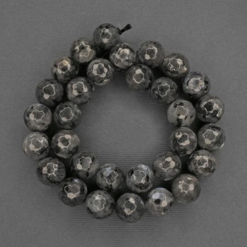 Labradorite beads, faceted round beads, 12 mm diameter, on thread, 38 cm length+