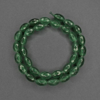 Chrysoprase faceted grain beads, diameter 12×7.5 mm, on a thread, length 37 cm+