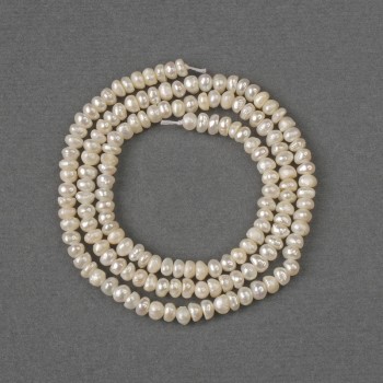 Natural River Pearl Beads 4x3mm, 37 cm ± on Thread