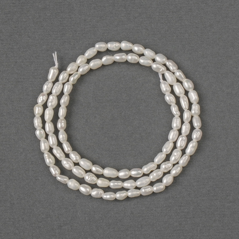 Beads of natural freshwater pearls 3.5–4×3 mm, length 36 cm on a thread