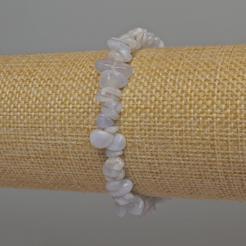 Blue Agate Chip Stretch Bracelet, diameter 8–10×2–4 mm, length 18 mm