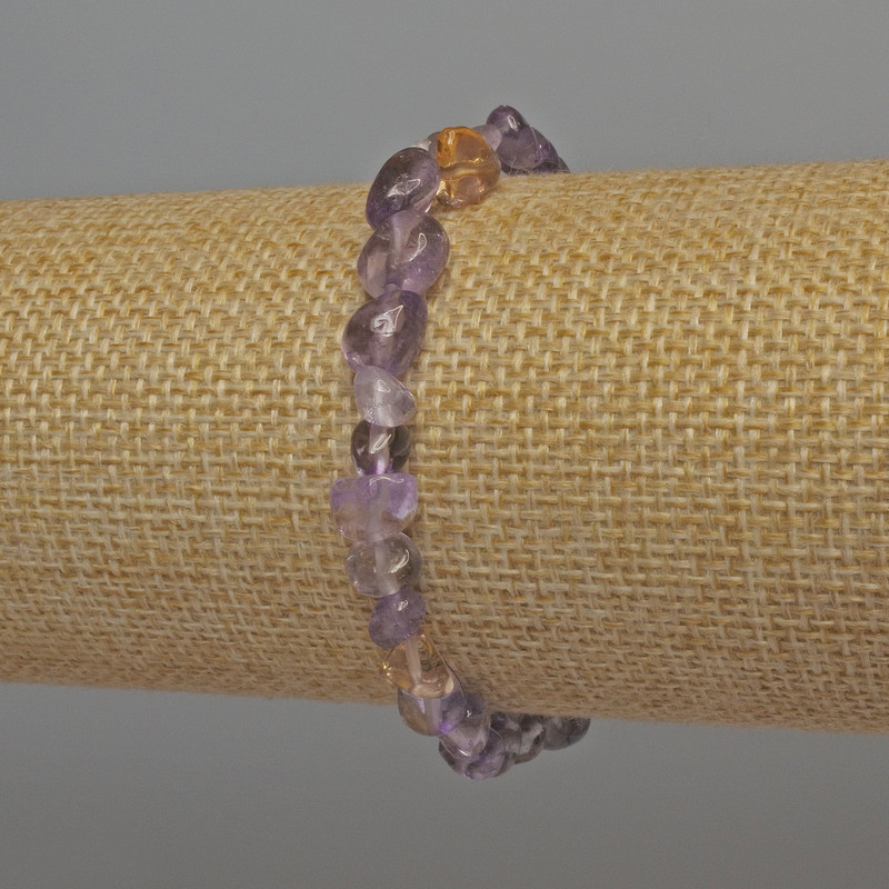 Ametrine Faceted Bracelet, diameter 7-9 x 7 mm, length 18 mm, stretch