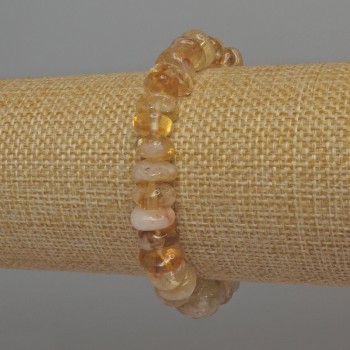 Citrine pave-set bead bracelet, 10x5 mm diameter, 18 mm length, stretch