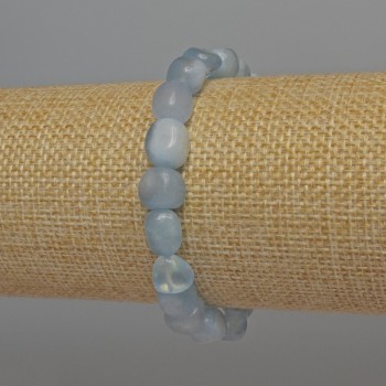 Aquamarine faceted bracelet, 9x7 mm diameter, 18 mm length, stretch