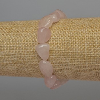 Pink Quartz Bracelet, Faceted Beads, Diameter 12x10 mm, Length 18 mm, Elastic