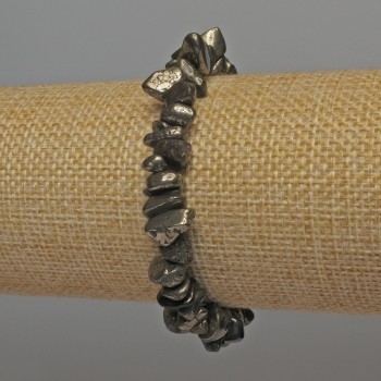 Pyrite Chip Bracelet, Bead Size 7–10×3–7 mm, Length 18 mm, Stretch