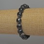 Bracelet of Black Fire Agate - Faceted Bead, diameter 9.5 mm, length 18 mm, stretch