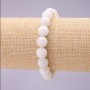 Bracelet made of natural adularia, smooth beads, 10 mm diameter, on elastic, 18 cm long