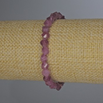 Bracelet Tourmaline Rubellite Faceted Diamond Beads, 6x5 mm diameter, 18 mm length, stretchy