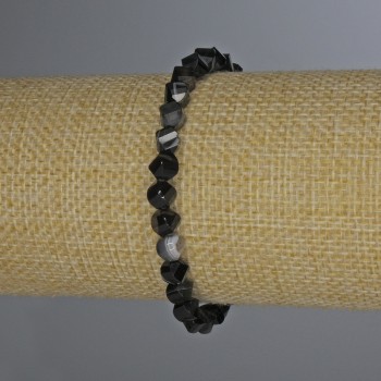 Agate Bracelet with Faceted Rhombus Beads, diameter 6×5 mm, length 18 mm, stretch