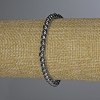 Hematite Bracelet with Smooth Bead, 5 mm Diameter ±, 18 mm Length ±, Stretch