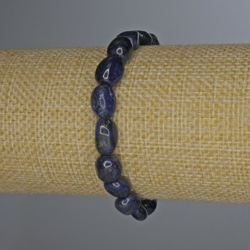 Lapis lazuli faceted bracelet, on stretch base, 10×7 mm oval beads, length about 18 mm