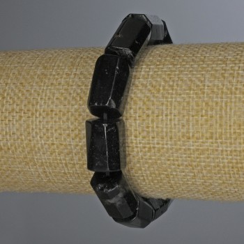 Sherl Tourmaline Bracelet, Faceted Cylinders, diameter 15x11 mm, stretch