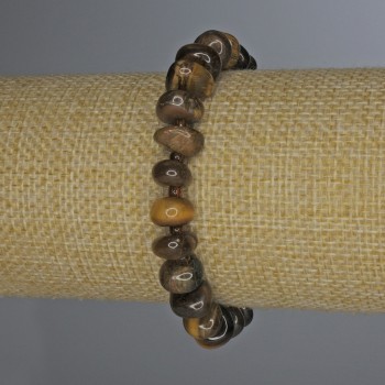 Tiger's Eye Bracelet Faceted 8–10×5 mm, length 18 mm, with 3 mm beads, elastic