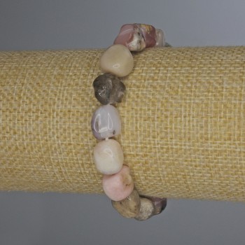 Pink Opal Faceted Bracelet, bead diameter 8-12×10 mm, length 18 mm, stretch