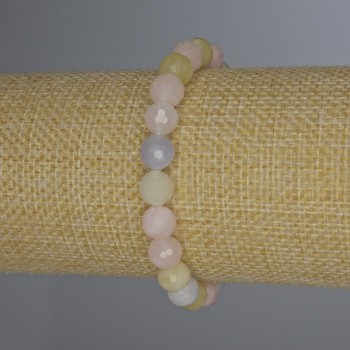 Morganite bracelet with faceted beads, 8mm diameter, 18mm length, stretch
