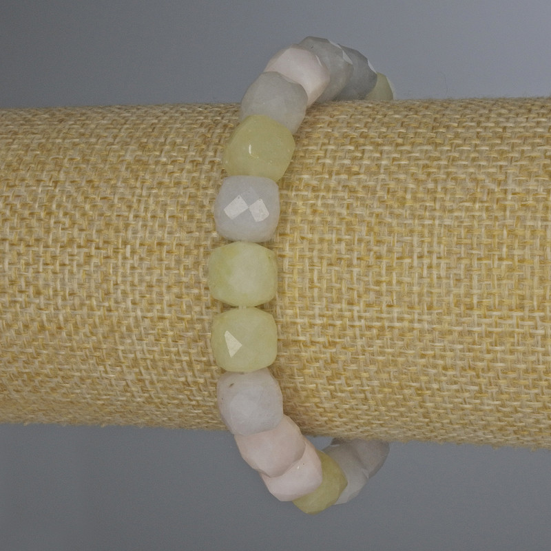 Morganite Bracelet with Faceted Cubes