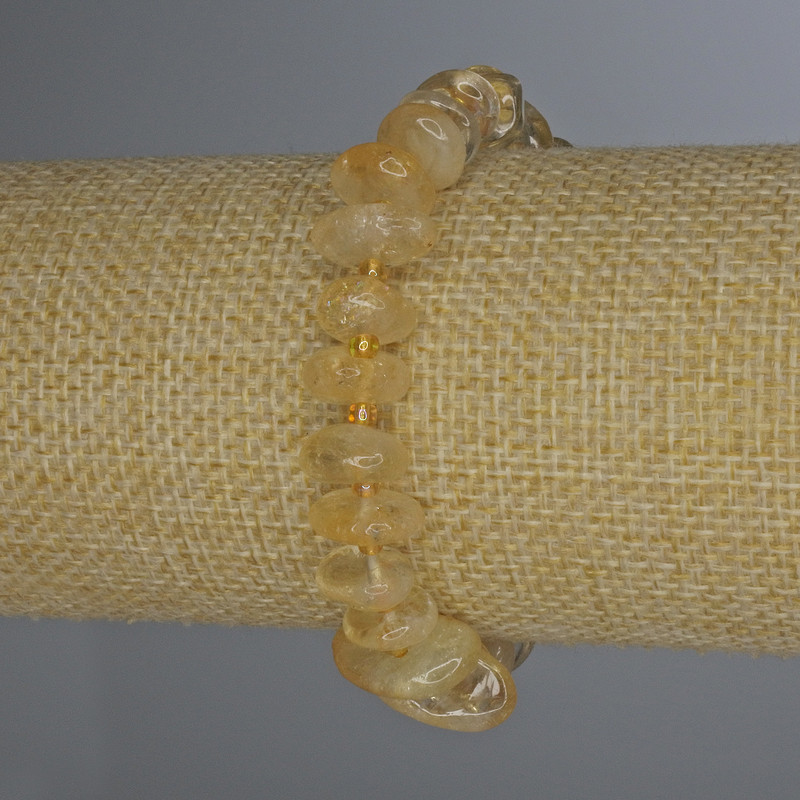 Citrine Faceted Bracelet 9-16×5 mm, length 18 mm, with 3 mm seed beads, elastic