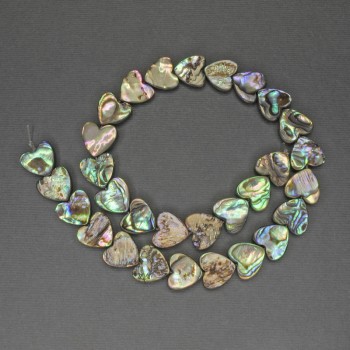 Haliotis Heart Beads, diameter 13mm ±, length 35cm ± on thread