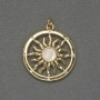 Pendant Nacre Star with White Crystals on Gold-Toned Metal, Diameter 22mm, Length 28mm