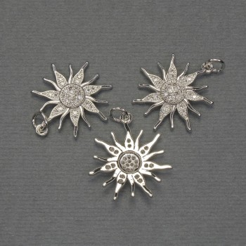 Pendant 'Star' with white crystals, silver-tone metal, diameter 20 mm ±, length 25 mm +