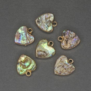 Halite Heart Pendant 15x13mm, Gold-Toned Metal