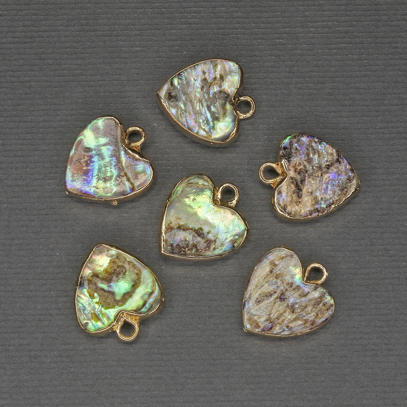 Halite Heart Pendant 15x13mm, Gold-Toned Metal