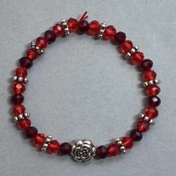 Bracelet with Czech crystal, faceted rondelle 6×5 mm +/- with metal inserts, length 18 cm +/- stretch