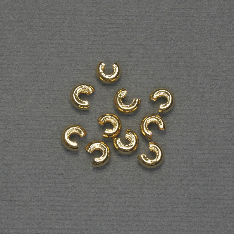 Crimp bead for crimping, 6 mm diameter ± gold-tone metal finish, 10 pairs