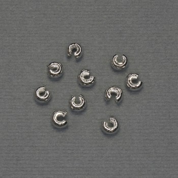 Crimp bead for crimping, diameter 4.5 mm, silver-tone metal finish, 10 pairs