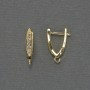Gold-tone ear wires for earrings with white rhinestones, 19×3.5 mm — pair