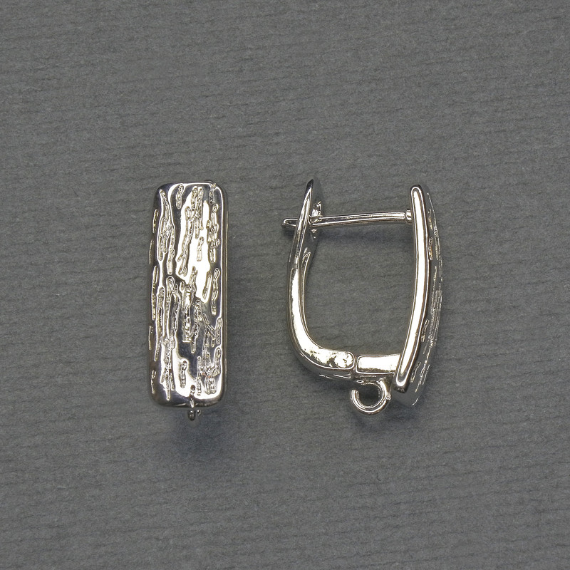 Ear wires for earrings, silver-colored metal, 18×6 mm – pair