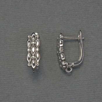 Ear hooks for earrings, silver-tone metal 18×6 mm - pair