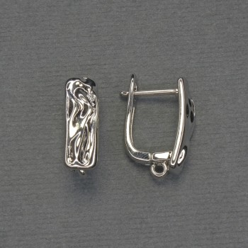 Silvery metal earring posts 17×6 mm - pair