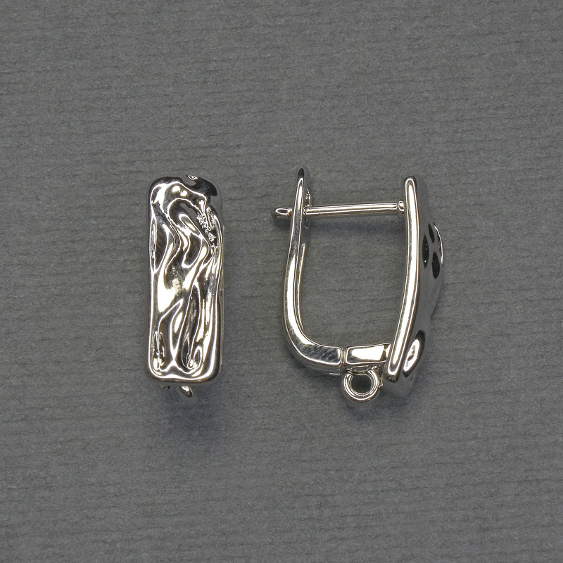Silvery metal earring posts 17×6 mm - pair