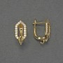 Gold-tone earring hooks with white crystals 17x8mm+ - pair