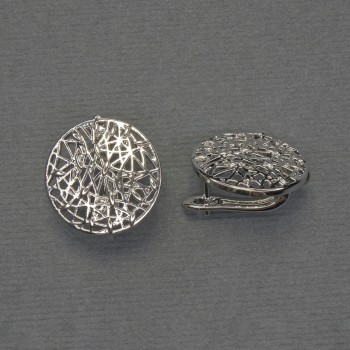 Earring posts in silver-toned metal, diameter 18mm+, pair