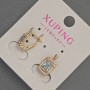 Xuping Earrings with White Rhinestones and Blue Crystal, 8mm Diameter, 14mm Length, 18K Gold Plating