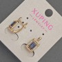 Xuping Earrings with White Crystals and Blue Crystal, 8 mm Diameter, 14 mm Length, 18K Plating