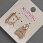 Earrings Xuping with White Crystals, 8–12 mm Diameter, 18 mm Length, 18K Gold Plating