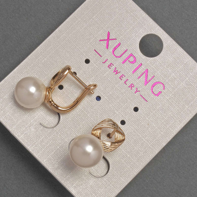 Xuping Mallorca Pearls Earrings, diameter about 9 mm, length about 18 mm, 18K Gold Plating