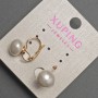 Xuping Earrings with Mallorca Pearl Bead, Diameter 10 mm ±, Length 16 mm ±, 18K Gold Plating