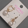 Xuping Earrings with White Crystals and Majorca Bead, 10 mm Diameter, 26 mm Length, 18K Gold Plating