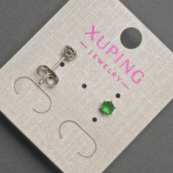 Xuping Green Crystal Stud Earrings, 4 mm Diameter, Rhodium-Plated