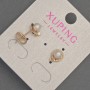 Xuping stud earrings with white crystals and pearl, 7 mm diameter, 12 mm length, 18K gold plating